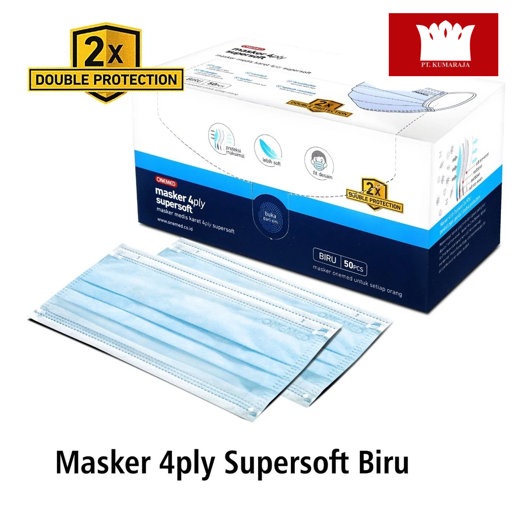 Masker Karet 4ply Super Soft Onemed Box Isi 50 Pcs - Biru BLI Masker Karet 4ply Super Soft Onemed Box Isi 50 Pcs - Biru - Gambar 1