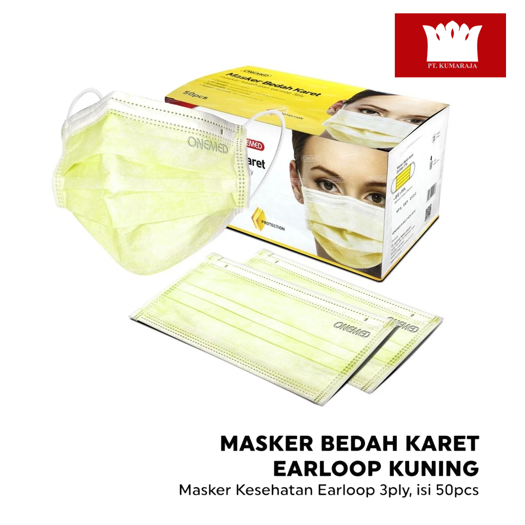 Masker Karet Kuning OneMed box 50pcs BLI Masker Karet Kuning OneMed box 50pcs - Gambar 1
