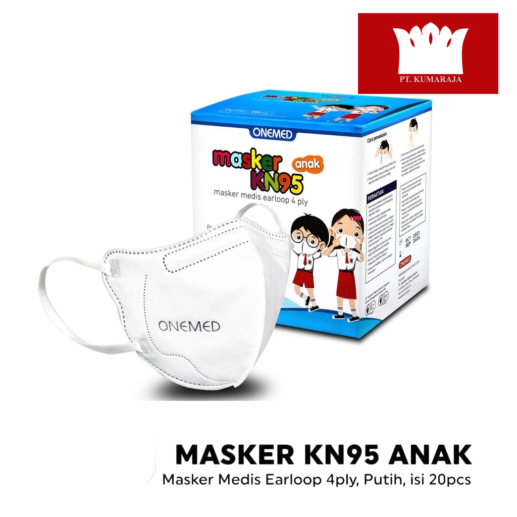 Masker Karet Medis KN95 Anak OneMed 4ply Box isi 20pcs - Putih BLI Masker Karet Medis KN95 Anak OneMed 4ply Box isi 20pcs - Putih - Gambar 1